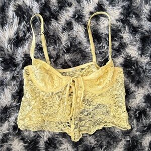 Yellow Urban Outfitters Lace Crop Top